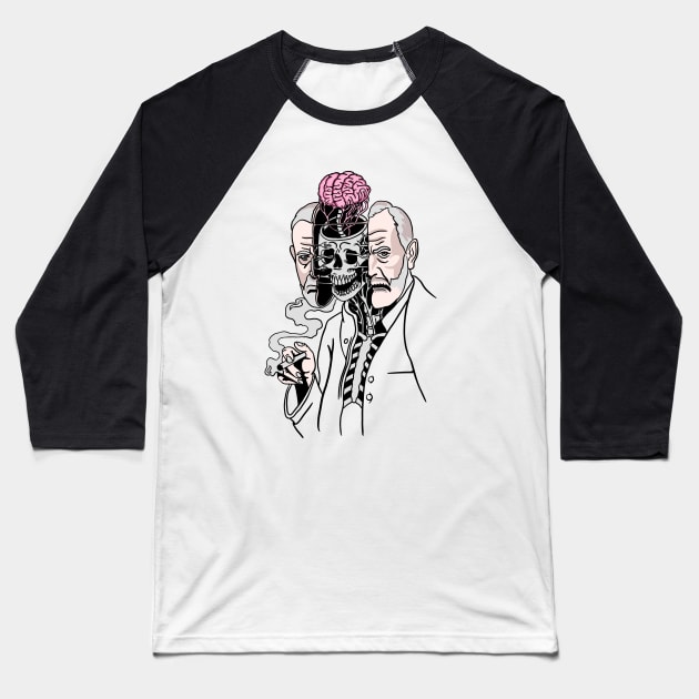 Sigmund Freud Brain Baseball T-Shirt by isstgeschichte